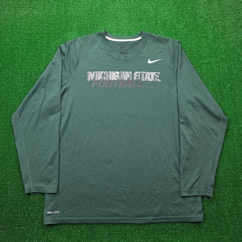 Michigan State Football Nike Dri-FIT Performance Shirt Mens Large Long Sleeve
